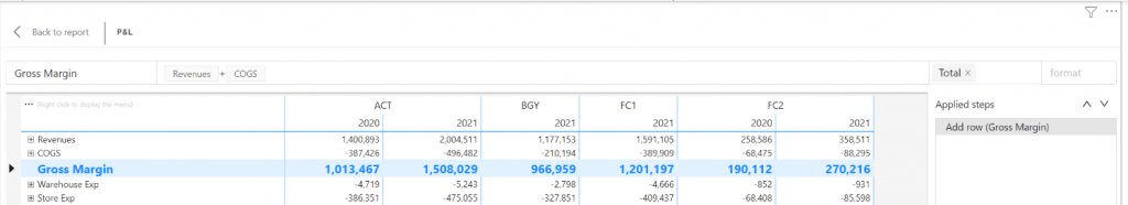 Add a custom row in the Profit Base Editor. Fill the title, formula, style and format boxes.