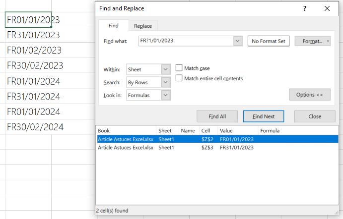 Illustration d'une des astuces Excel