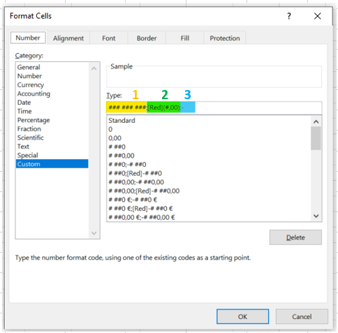 Illustration capture d'écran d'une des astuces Excel : le formatage de cellules sur mesure